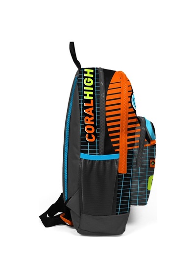 Coral High Kids Gri Turuncu Gamer Desenli Dört Bölmeli Okul Sırt Çantası 23746
