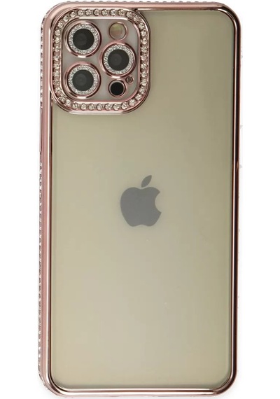 Newface Apple İphone 12 Pro Kılıf Joke Taşlı Silikon - Pembe