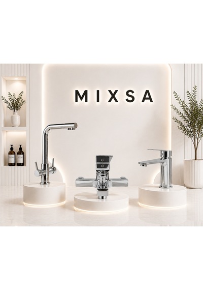 Krom Lüx 3 Yollu Arıtmalı Batarya Lüx Kare Banyo Bataryası Premium Lavabo Bataryası 3'lü Set