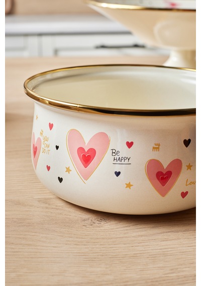 Karaca Kalp Detaylı Pink Love Emaye Sos Tava 16 Cm Pembe 1,6 Litre