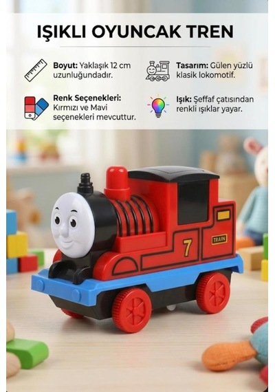 Işıklı Gülen Yüzlü Sevimli Dostlar Treni - 12 Cm Çocuklar İçin Eğitici Lokomotif