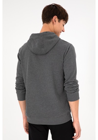 U.S. Polo Assn. Erkek Regular Fit Kapüşonlu Antrasit Melanj Basic Sweatshirt 50295175-VR081