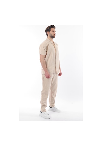 Madmext Bej Over Fit Erkek Gömlek Takım E7303 Bej