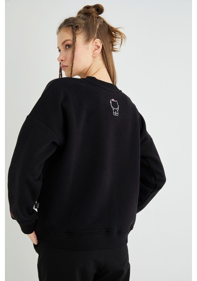 Hello Kitty Lisanslı Baskılı Kalın Oversize Sweatshirt Çok Renkli