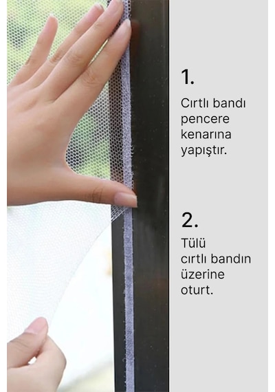 Kayra Tek Kanat Pencere Tül Sineklik 125x75 Cm 5 Cm Cırt Bantlı Kolay Montaj 125x75