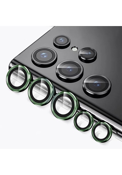Samsung Uyumlu S23 Ultra Kamera Lens Koruyucu Halka Set Yeşil AL8114