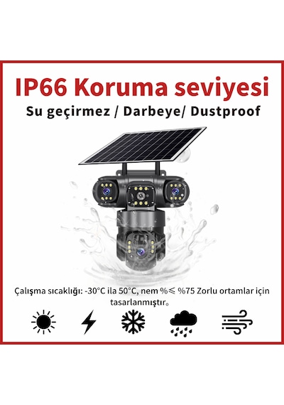 Güneş Enerjili 9mp Kamera: 3 Lens, Ptz, Sım Kart, İki Yönlü Ses. Kurulumu Özgür, Güvenliği Eksiksiz