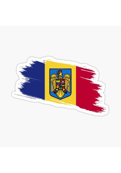 Romanya Bayrağı Ve Ulusal Arma Çıkartması Araba Sticker 19cm