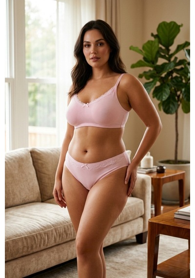 Mataş Kadın 6'lı Paket Dantel Detaylı Pamuklu Bikini Külot Esnek İz Yapmaz Yumuşak İç Çamaşırı Pembe