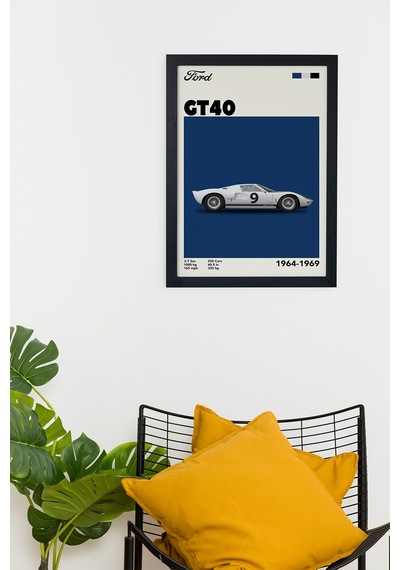 Ford Gt40 1964-1969 Model V1 Car Serie Özel Tasarım Siyah Çerçeveli Tablo Poster