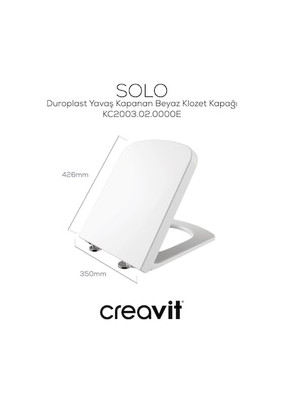 Creavit Solo Duroplast Yavaş Kapanan Klozet Kapağı KC2003.02.0000E