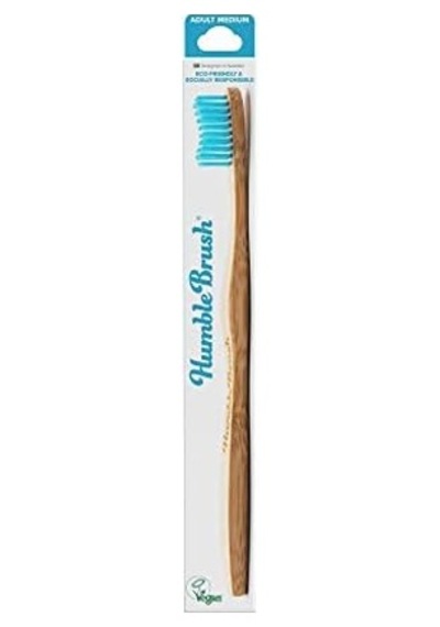 Brush Yetişkin Bambu Medium Orta Diş Fırçası Mavi 1 Paket Açık Ahşap