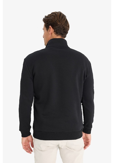 DeFacto Comfort Regular Fit Rahat Kalıp Fermuarlı Dik Yaka Basic Düz Sweatshirt X7405AZ25SPBK81