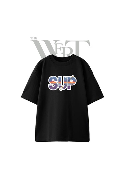 Sup Paddle Tasarım Baskılı Ünisex Siyah Oversize T-shirt