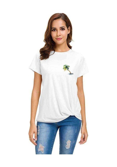Watercolor Palm Tree Kadın Beyaz Tshirt