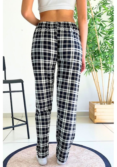 Farya Home Dreamy Soft Kadife Dokulu Ekose Kareli Süet Pijama Altı Pantolon Gri
