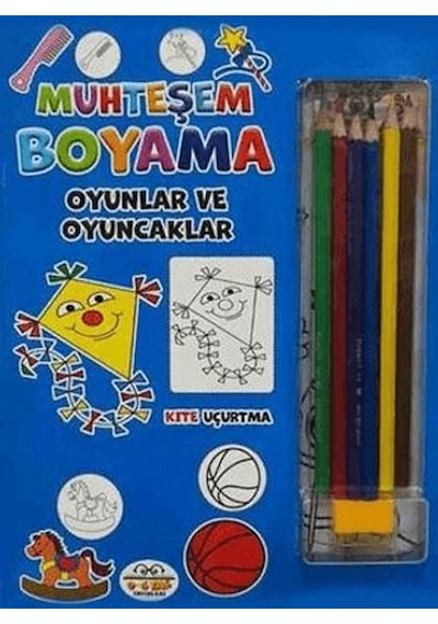 Muhteşem Boyama - Oyunlar Ve Oyuncaklar + 6lı Boya Kalemi - Rmht-773163