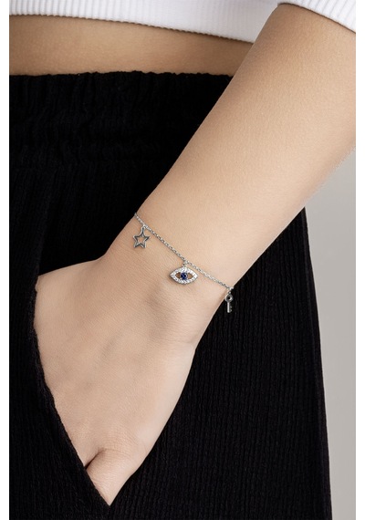 So Chic Ra'nın Gözü 18 Ayar Sarı Altın Kaplama 19 Cm Gümüş Minimal Bileklik