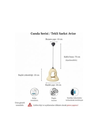Cunda Serisi Modern Beton Görünümlü Tekli Sarkıt Avize - Bej - Mutfak, Salon, Çocuk Odası, Hol Aydınlatması Bej