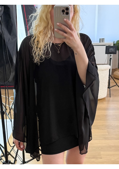 Modaonna Siyah Şifon Tunik Pelerin