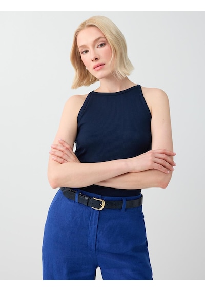 Jimmy Key Lacivert Dar Kesim Kolsuz Halter Yaka Basic Örme Atlet 6sw017829494