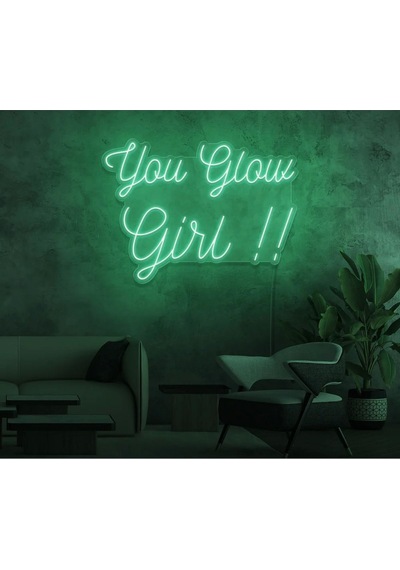 You Glow Girl Yazılı Neon Tabela Yeşil