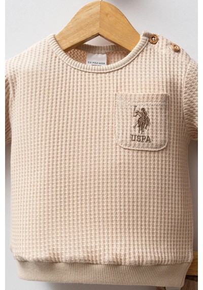 U.S. Polo Assn.  Erkek Bebek 2li Takım - Bej  Bej