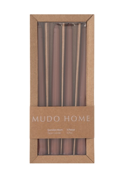 Mudo Home 4lü Şamdan Mum Latte 25cm Diğer