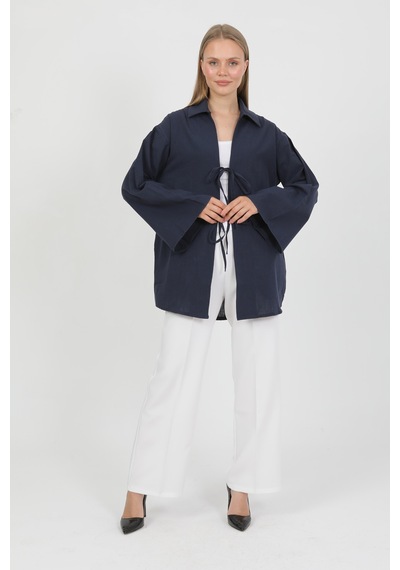 %100 Pamuk Keten Cepli Bağcıklı Kadın Kimono 1165 Gömlek Yaka, Nefes Alan Kumaş Lacivert %100 Pamuk Keten Cepli Bağcıklı Kadın Kimono 1165 Gömlek Yaka, Nefes Alan Kumaş Lacivert