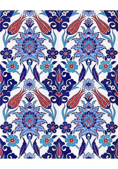 Armada Çini 20X25 CM Ac 1004 Kırmızı Laleli Kütahya Çini Seramik