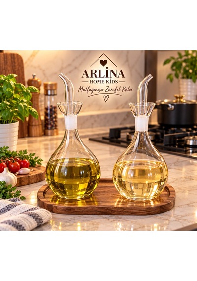 İkili 1000 Ml Akasya Standlı Yağlık-sosluk Seti Şeffaf