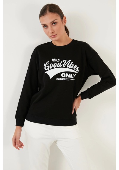 Fashion Frends Pamuklu Baskılı Bisiklet Yaka Sweat 22k0840k1 Taş