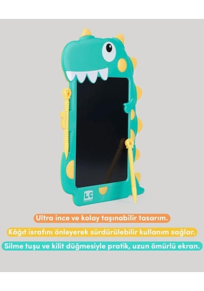 Dinazor Lcd Dijital 8.5 İnç Gelişime Yardımcı Kilitlenebilir Kolay Yazma Oyuncak Çizim Tableti