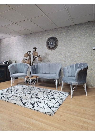 Beyaz Boyalı Tel Ayak Papatya Çay Seti Koltuk Takımı , Balkon, Sa 001