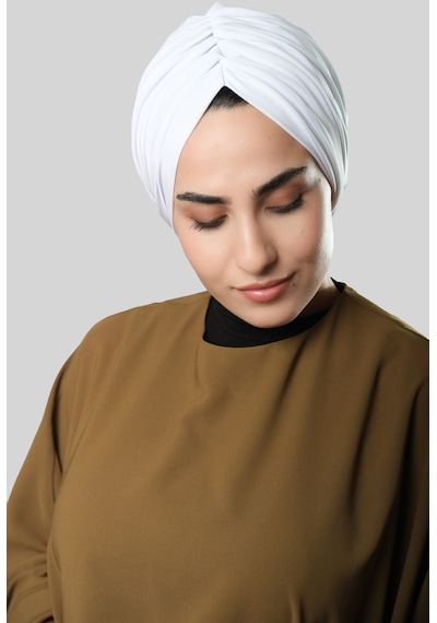 Hürrem Bone Beyaz Drapeli Salaş Tesettür Bone Sandy Büzgülü 2315 42 Beyaz