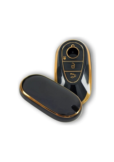 Gma Keys Lüx Mercedes C S Sınıf W206 W223 S350 C260 C300 Nano Anahtar Kılıfı Siyah Gold Renk