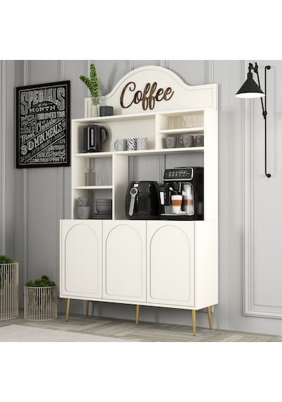 Lyon Kahve Köşesi 120cm - Krem / Altın