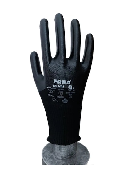 Faba Ep-1402 Polyester Örme İş Güvenliği Eldiven Siyah