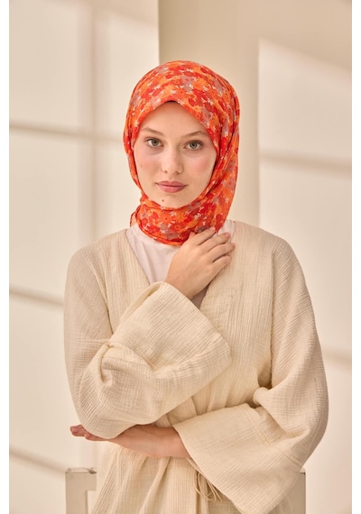 Silk Home Soft Eşarp 73092-13 Turuncu, Kiremit, Kırmızı, Vizon