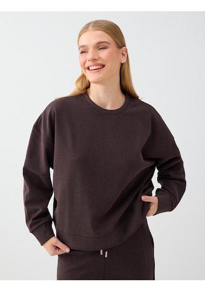 Jimmy Key Acı Kahve Yuvarlak Yaka Düz Kesim Modal Sweatshirt 6ww238328803 Kahverengi