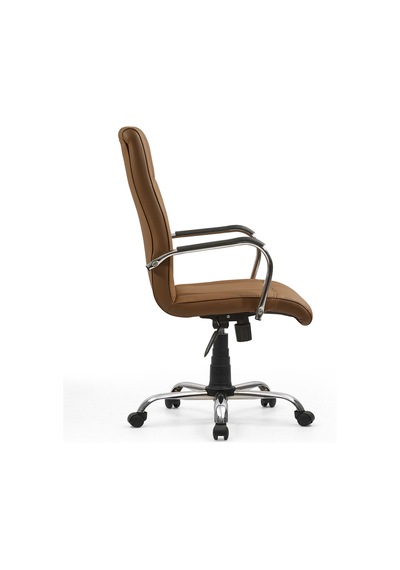Eko Bolero Müdür Bilgisayar - Ofis - Müdür - Büro - Çalışma Koltuğu Taba Renk Krom Ayaklı Taba
