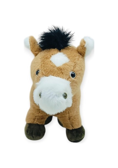 Peluş Hayvanlar Sesli 30 Cm At - Koyu Kahverengi Çok Renkli