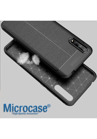 Microcase Huawei P Smart S / Y8P Leather Silikon Kilif - Siyah 446755615