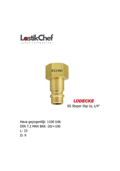 Lüdecke Es14nı Es Stoper Dişi Uç R1/4"