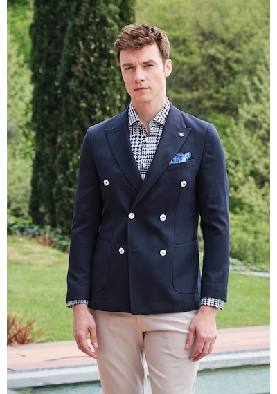 Morven Erkek Lacivert Senon Yünlü Kruvaze Slim Fit Ceket Lacivert Morven Erkek Lacivert Senon Yünlü Kruvaze Slim Fit Ceket Lacivert
