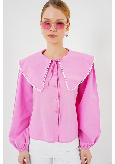 Bigdart Kadın Bebe Yaka Gömlek 20314 - Pembe