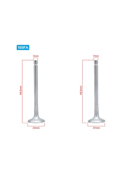 İtal/Çin 188F-FA 12hp Dizel Sübap Takım Standart (Subap Emme-Eksoz 1TKM)