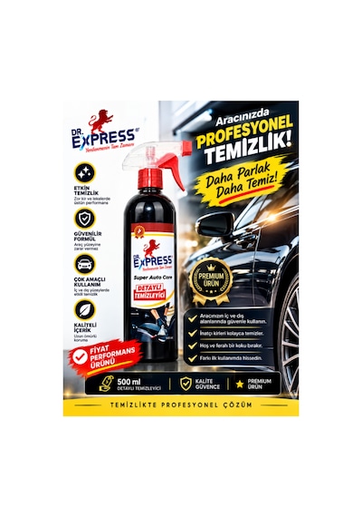 Premium Detaylı Temizleyici Döşeme Temizleyici Güçlü Leke Çıkarıcı Araba Temizleyici 500 Ml Etkili Bez Hediyeli