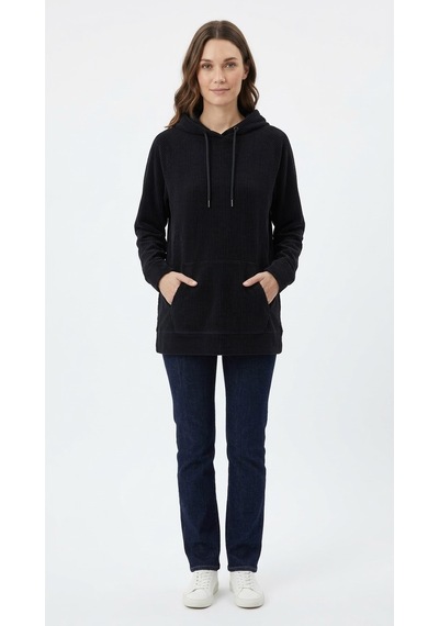 Neden Tekstil Kadın Siyah Kapüşonlu Slim Fit Sweatshirt