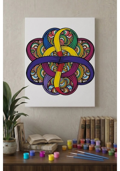 Düğüm Desenli Mandala Tuval Boyama Seti 40x50 Cm